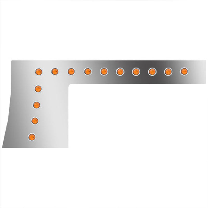 6" Stainless Steel 1PC Cab/Cowl & 1PC 72" Sleeper Panel Set W/ 3/4" Button Light Holes on Bottom Lip