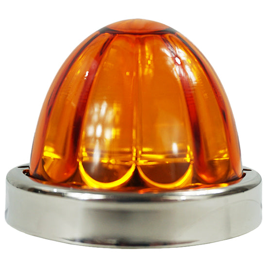 Iowa Customs Legendary Glass 3-1/2 Inch Watermelon Amber - Amber LED W/ SS Bezel - 2 Hole Mount, 3 Wire IC966402