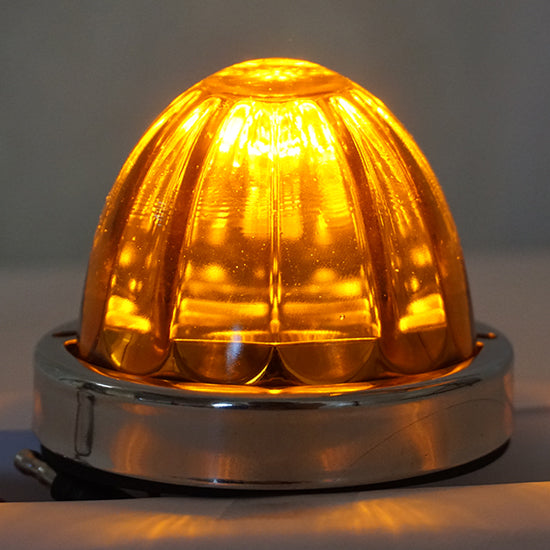 Iowa Customs Legendary Glass 3-1/2 Inch Watermelon Amber - Amber LED W/ SS Bezel - 2 Hole Mount, 3 Wire IC966402