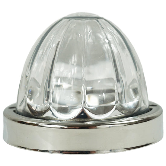 Iowa Customs Legendary Glass 3-1/2 Inch Watermelon  Amber LED  - Clear Glass W/ SS Bezel - 2 Hole Mount, 3 Wire IC966403