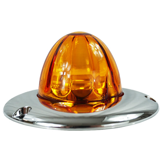 Iowa Customs Legendary Glass 3-1/2 Inch Watermelon Amber - Amber LED Light W/ Chrome Flat Bezel IC966404