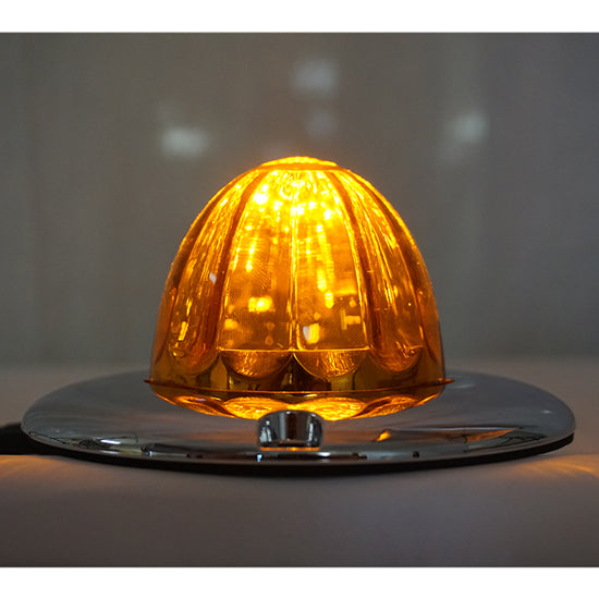 Iowa Customs Legendary Glass 3-1/2 Inch Watermelon Amber - Amber LED Light W/ Chrome Flat Bezel IC966404
