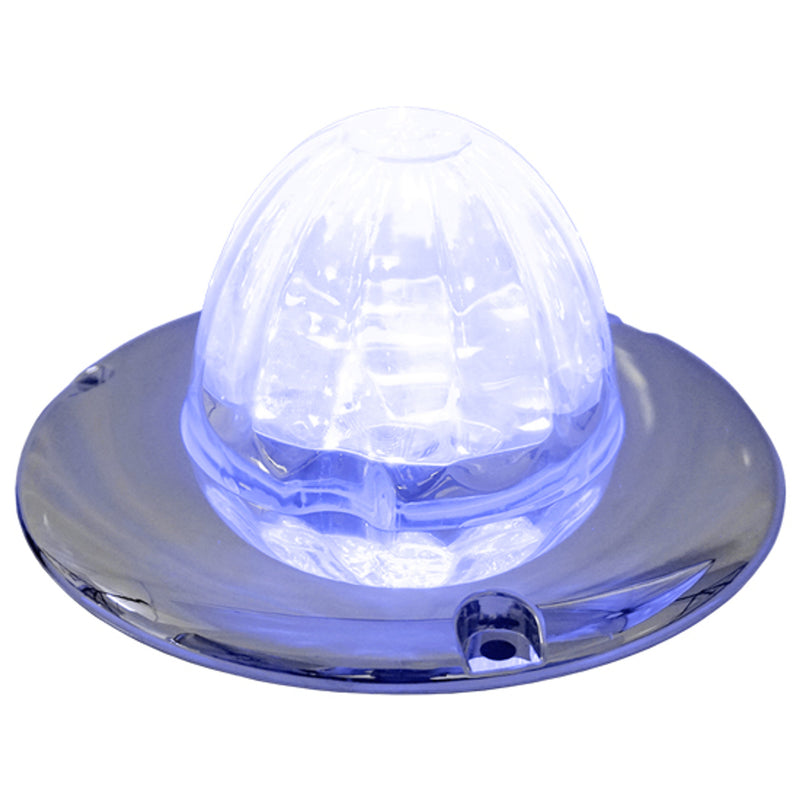 Iowa Customs Legendary Glass 3-1/2 Inch Watermelon Blue-Clear LED Light W/ Chrome Flat Bezel IC966412