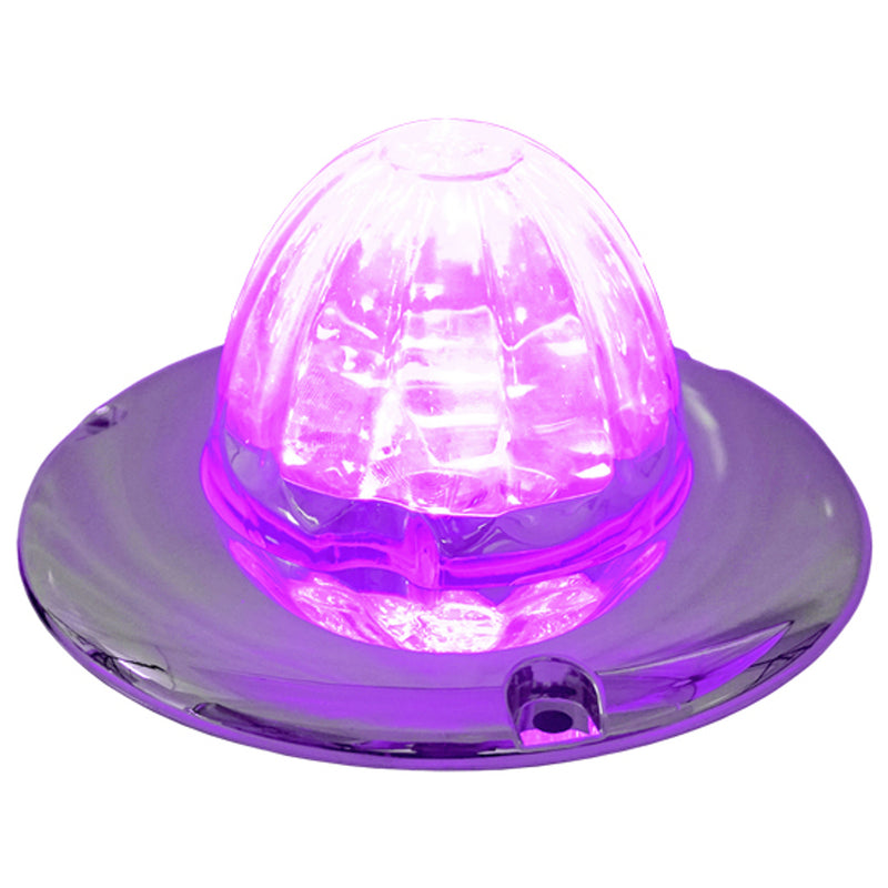 Iowa Customs Legendary Glass 3-1/2 Inch Watermelon Purple-Clear LED Light W/ Chrome Flat Bezel IC966416