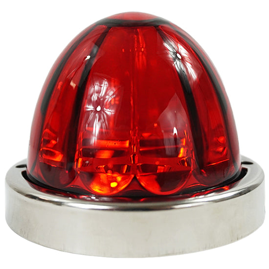 Iowa Customs Legendary Glass 3-1/2 Inch Watermelon Red-Red LED Light W/ SS Bezel - 2 Hole Mount, 3 Wire IC966424