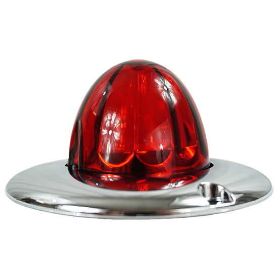 Iowa Customs Legendary Glass 3-1/2 Inch Watermelon Red-Red LED Light W/ Chrome Flat Bezel IC966426