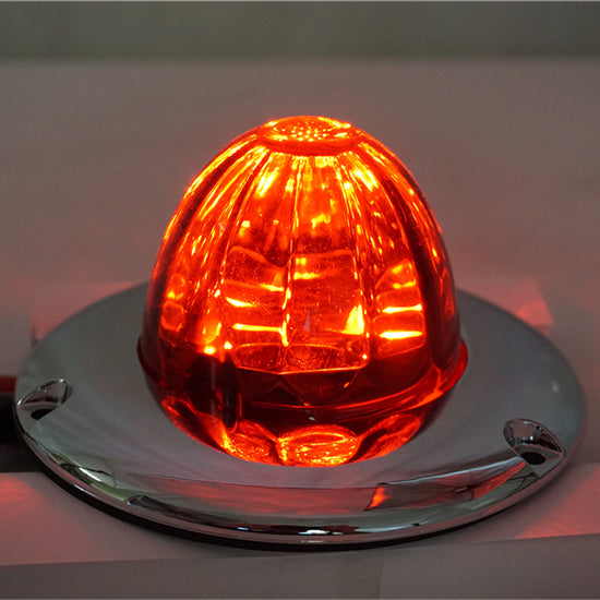 Iowa Customs Legendary Glass 3-1/2 Inch Watermelon Red-Red LED Light W/ Chrome Flat Bezel IC966426