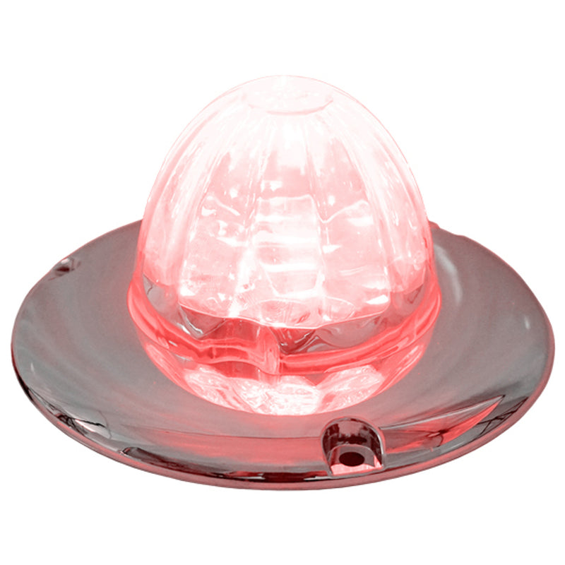 Iowa Customs Legendary Glass 3-1/2 Inch Watermelon Red LED - Clear Glass W/ Chrome Flat Bezel IC966427