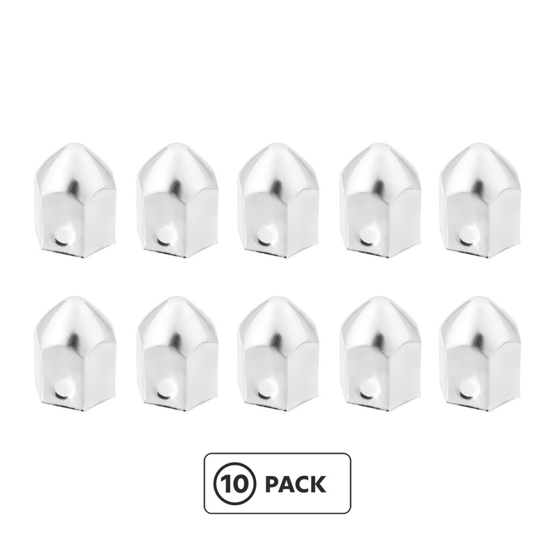 United Pacific 1-1/2" x 2-1/4" Chrome Steel Pointed Nut Covers (10-Pack) 10003P