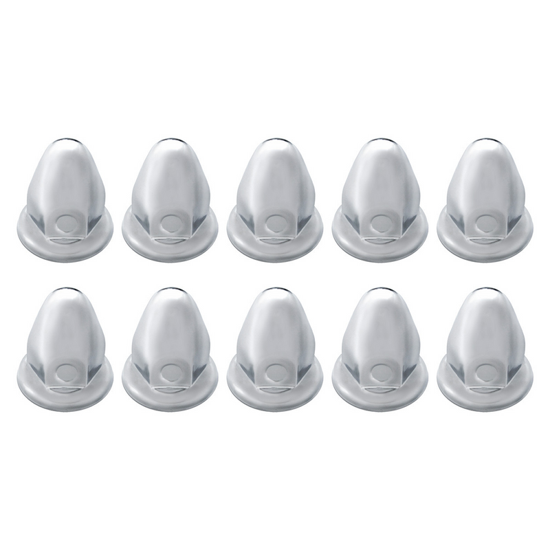 United Pacific 33mm x 2-1/8" Chrome Steel Bullet Nut Covers With Flange (10-Pack) 10005P