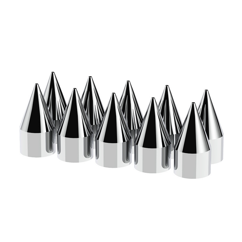 United Pacific 33mm X 4-1/8" Chrome Plastic Spike Nut Covers Thread-On (Box of 10) 10007