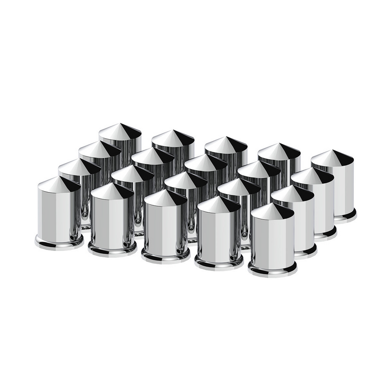 United Pacific 1-1/2" X 3" Chrome Plastic Pointed Nut Covers Push-On (20-Pack) 10011