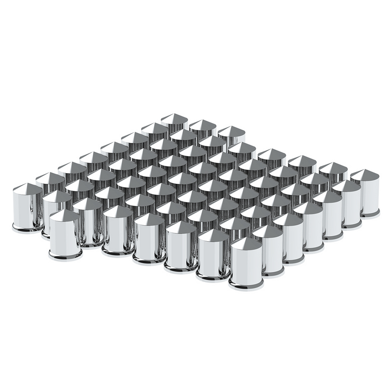United Pacific 1-1/2" X 3" Chrome Plastic Pointed Nut Covers Push-On (Color Box of 60) 10011CB