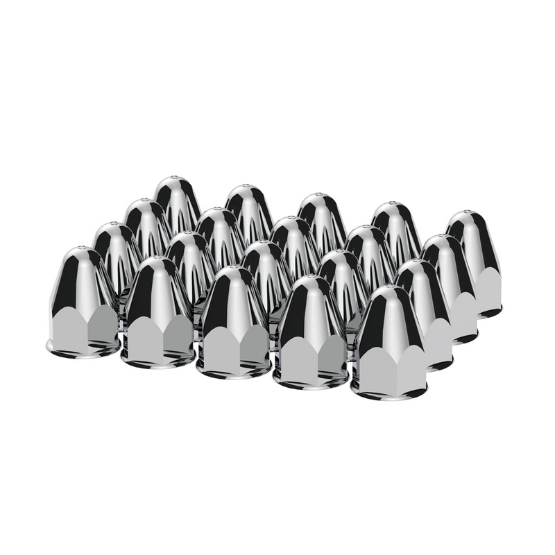 United Pacific 1-1/2" X 2-3/4" Chrome Plastic Bullet Nut Covers Push-On (Color Box of 20) 10045