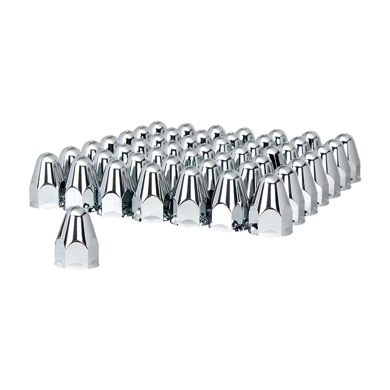 United Pacific 1-1/2" X 2-3/4" Chrome Plastic Bullet Nut Covers Push-On (60-Pack) 10045CB