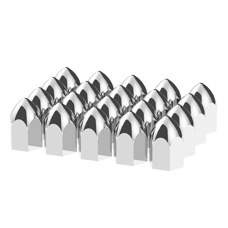 United Pacific 1-1/2" X 2-3/4" Chrome Plastic Bullet Nut Covers Push-On (20-Pack) 10047