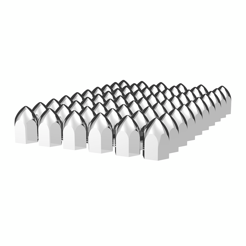 United Pacific 1-1/2" X 2-3/4" Chrome Plastic Bullet Nut Covers Push-On (60-Pack) 10047CB