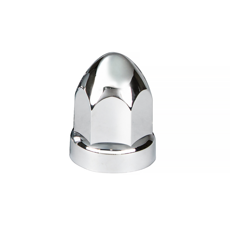 United Pacific 33mm X 2-3/4" Chrome Plastic Bullet Nut Cover With Flange Push-On (Bulk) 10049B