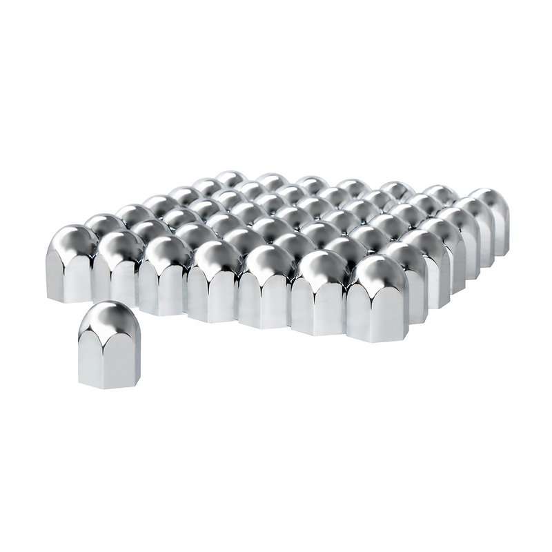 United Pacific 1-1/2" X 2-1/4" Chrome Plastic Standard Nut Covers Push-On (60-Pack) 10057CB
