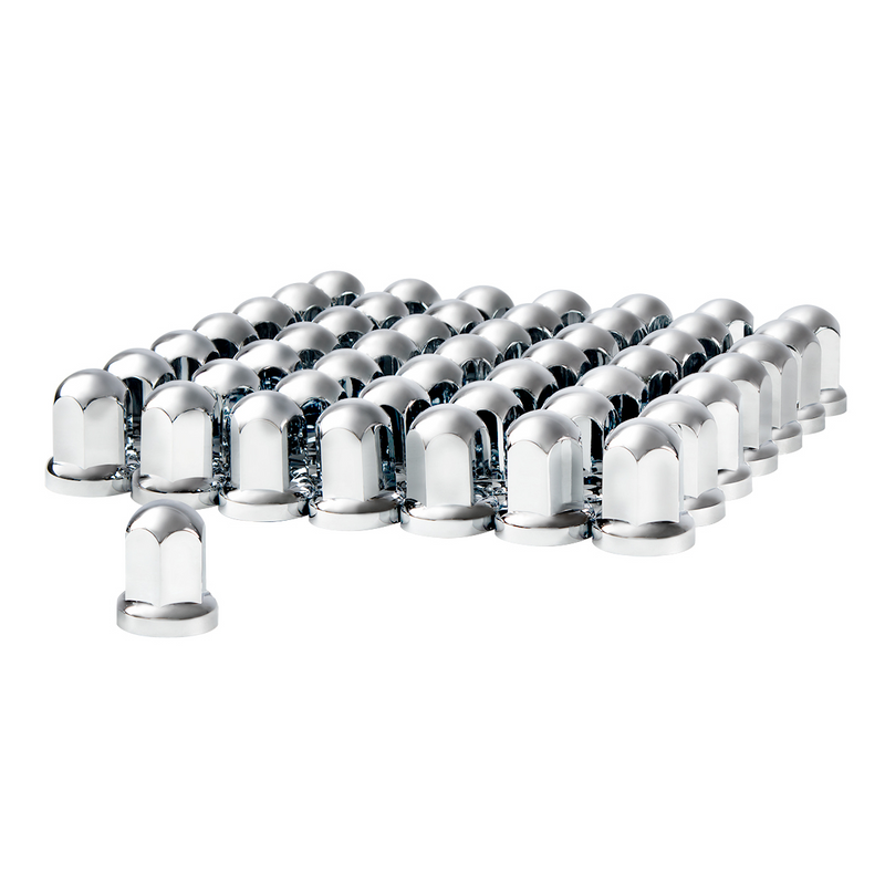 United Pacific 33mm X 2-7/16" Chrome Plastic Standard Nut Cover With Flange Push-On (Color Box of 60) 10058CB