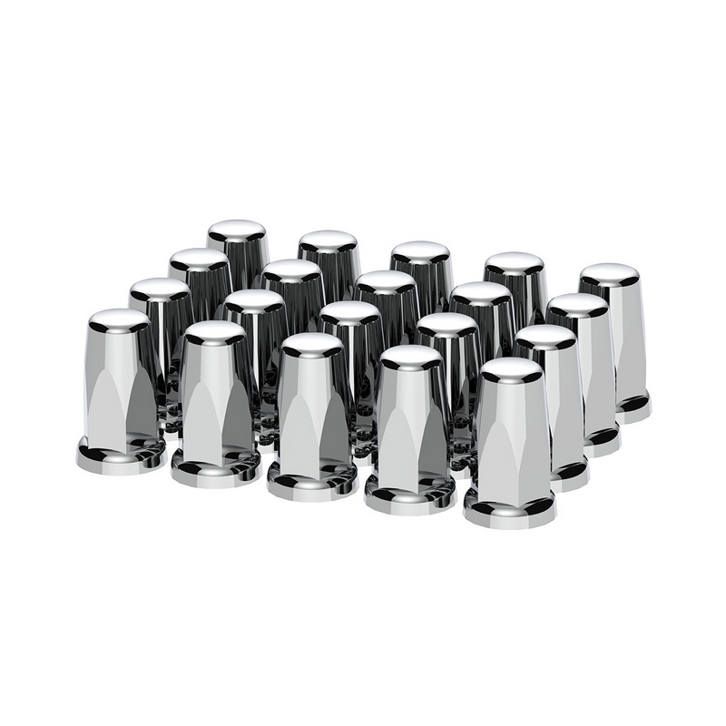 United Pacific 33mm X 3-1/4" Chrome Plastic Tall Nut Covers With Flange Push-On (Box of 20) 10059