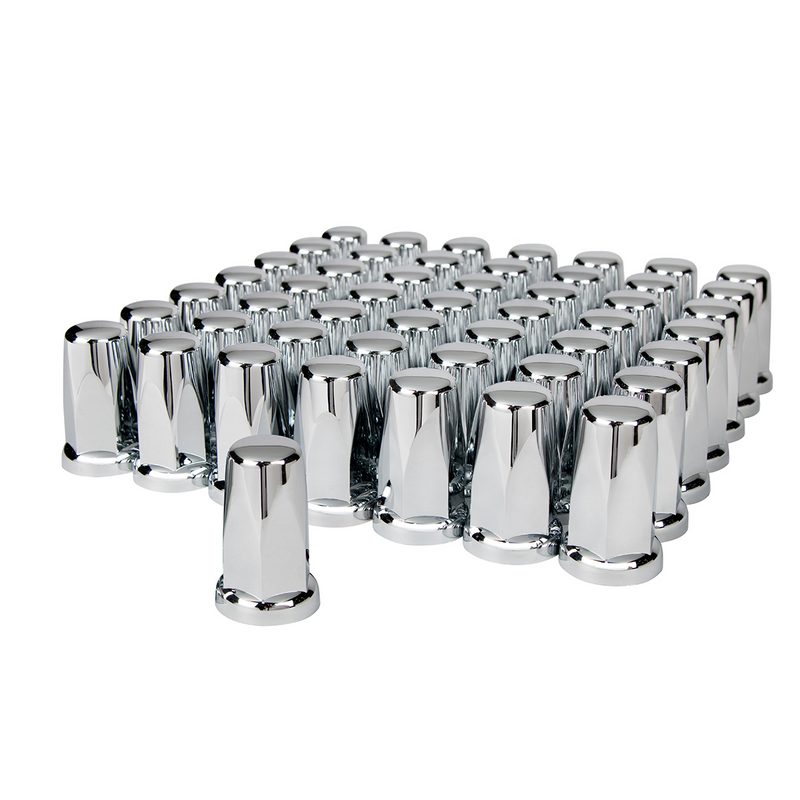 United Pacific 33mm X 3-1/4" Chrome Plastic Tall Classic Nut Covers Push-On (60-Pack) 10059CB