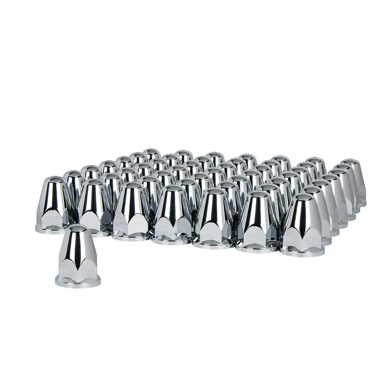 United Pacific 33mm X 2-5/8" Chrome Plastic Bullet Nut Covers With Flange Push-On (60-Pack) 10060CB