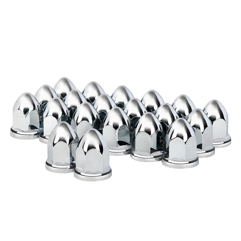 United Pacific 1-1/2" x 2-3/4" Chrome Plastic Bullet Nut Covers With Flange Push-On (20-Pack) 10061