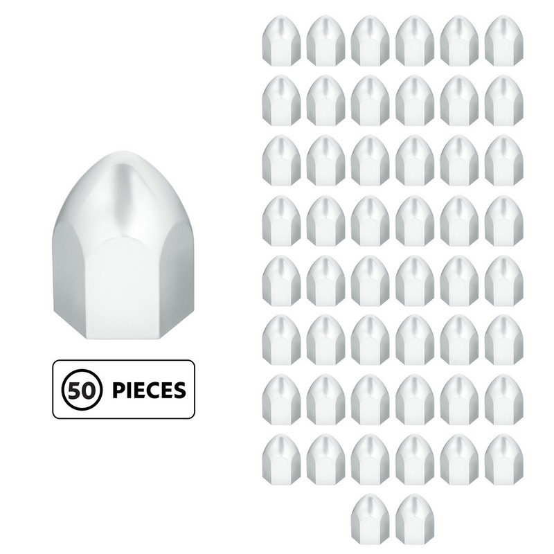 United Pacific 1" X 1 5/8" Chrome Plastic Bullet Nut Cover Push-On (50-Pack) 10062P50
