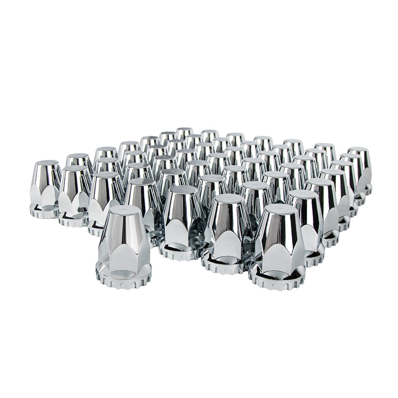 United Pacific 33mm x 2-3/4" Chrome Plastic Original Nut Covers Thread-On (Box of 60) 10064CB