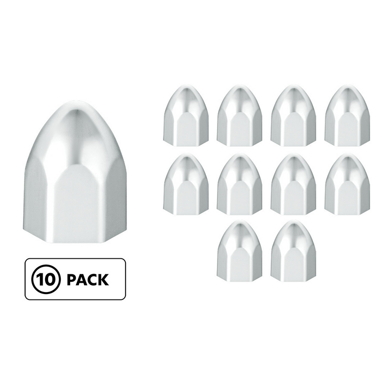 United Pacific 1/2" x 15/16" Chrome Plastic Bullet Nut Covers Push-On (10-Pack) 10066P