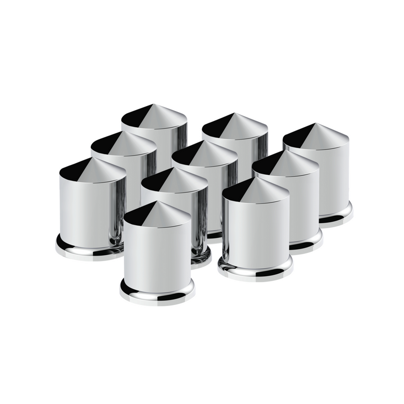 United Pacific 3/4" x 1-1/2" Chrome Plastic Pointed Nut Covers Push-On (10-Pack) 10068P