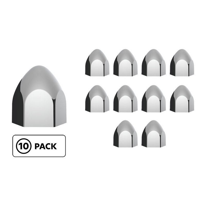 United Pacific 3/4" X 1 3/8" Chrome Plastic Bullet Nut Cover Push-On (10-Pack) 10069P