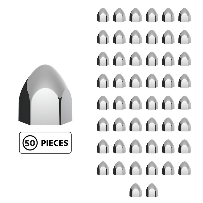 United Pacific 3/4" X 1 3/8" Chrome Plastic Bullet Nut Cover Push-On (50-Pack) 10069P50