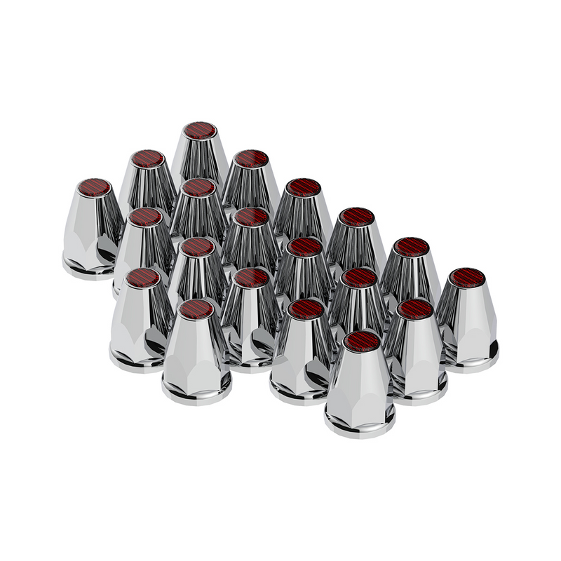 United Pacific 33mm X 2-3/4" Chrome Plastic Nut Covers With Flange Push-On -Amber Reflector (Color Box of 20) 10070