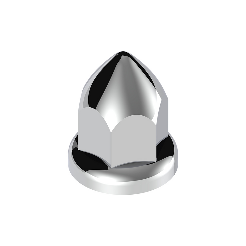 United Pacific 33mm X 2 3/8" Chrome Plastic Bullet Nut Covers W/ Flange Push-On (Color Box Of 20) 10075
