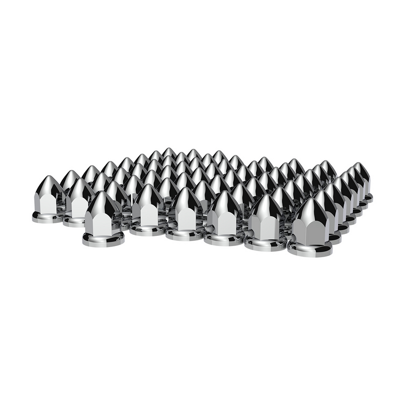 United Pacific 33mm X 2-3/8" Chrome Plastic Bullet Nut Cover With Flange Push-On (Bulk) 10075B