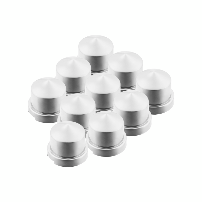 United Pacific 7/16" x 3/4" Chrome Plastic Pointed Nut Covers Push-On (10-Pack) 10077P