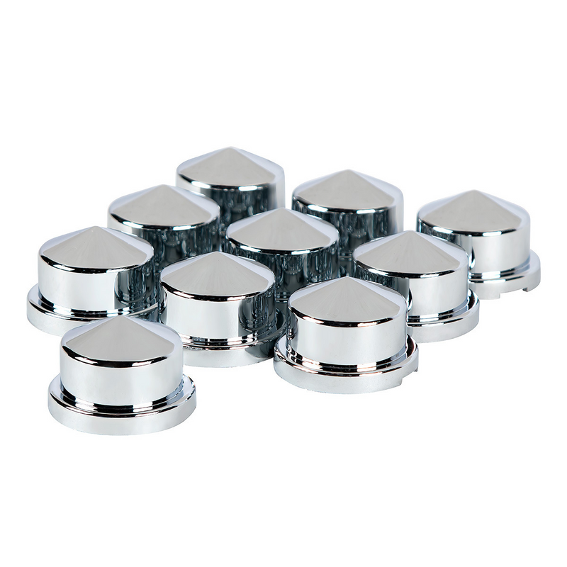 United Pacific 3/4" X 7/8" Chrome Plastic Pointed Nut Covers Push-On (Color Box of 10) 10082P