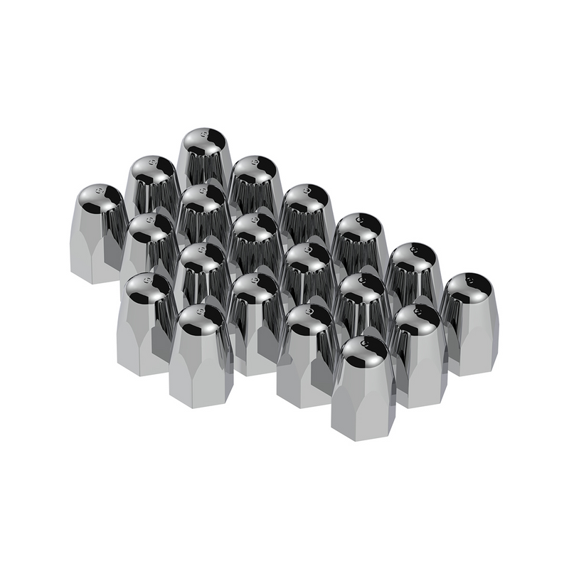 United Pacific 1-1/2" X 2-3/4" Chrome Plastic Tall Nut Covers Push-On (Color Box of 20) 10084