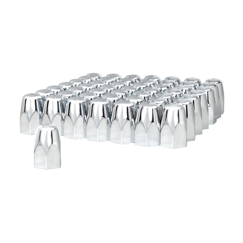 United Pacific 1-1/2" x 2-3/4" Chrome Plastic Tall Nut Covers Push-On (60-Pack) 10084CB