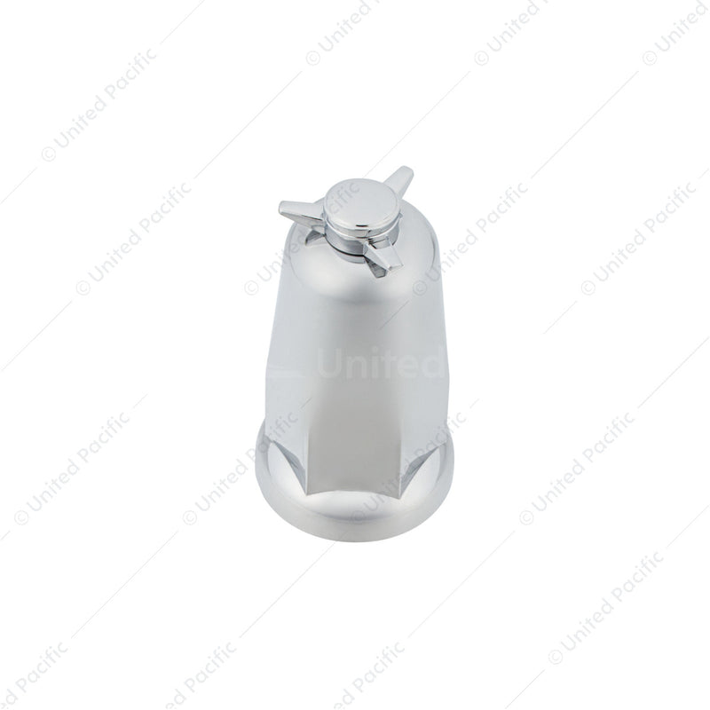 United Pacific 33mm X 3-1/4" Chrome Plastic Tall Nut Cover With Spinner Top Push-On 10089
