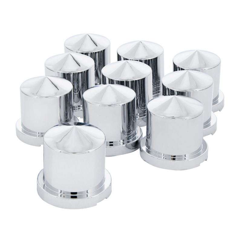 United Pacific 15/16" X 1-1/2" Chrome Plastic Pointed Nut Covers Push-On (10-Pack) 10090P