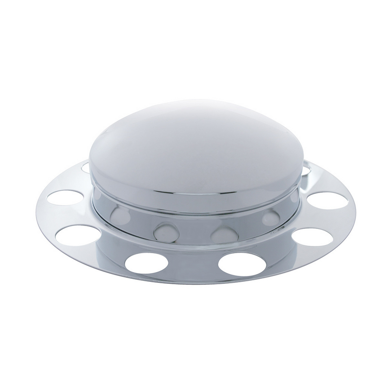 United Pacific Chrome Dome Front Axle Cover 3PC Kit For Steel Wheel 10121