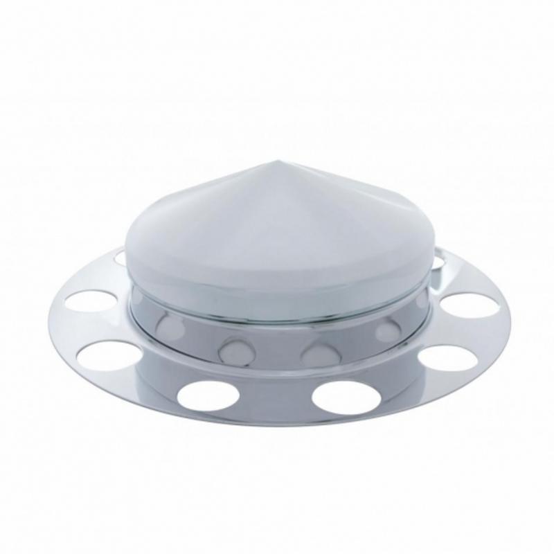 United Pacific Chrome Pointed Front Axle Cover 3PC Kit For 1-1/2" Nut Cover Aluminum Wheel 10125
