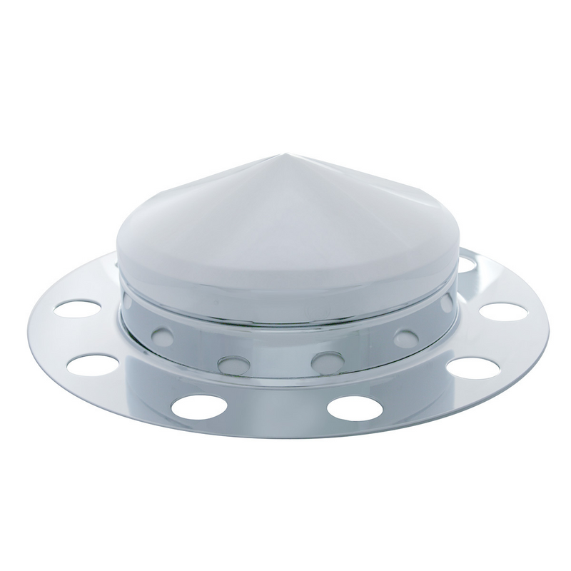 United Pacific Chrome Pointed Front Axle Cover 3PC Kit For 33mm Nut Cover Steel/Aluminum Wheel (10 Hole) 10126
