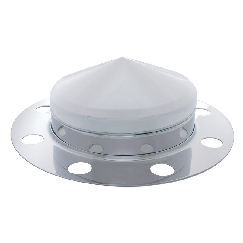 United Pacific Chrome Pointed Front Axle Cover 3PC Kit For 33mm Nut Cover Steel/Aluminum Wheel (8 Hole) 10137