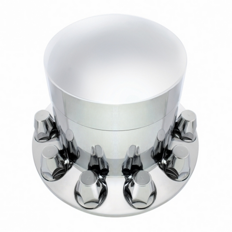 United Pacific Chrome Plastic Extra Tall Dome Rear Axle Cover With 33mm Thread-On Nut Covers 10239