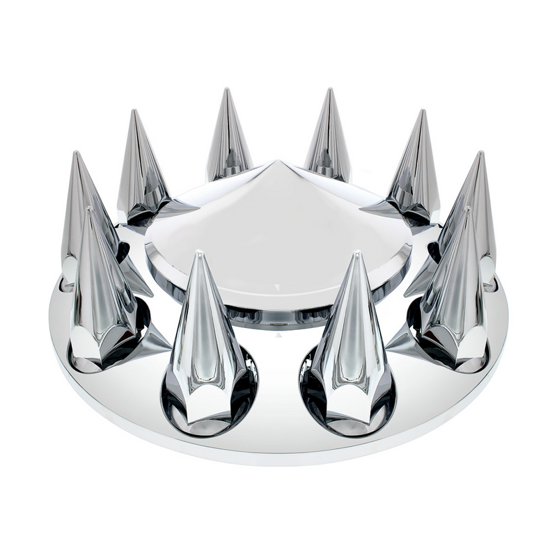 United Pacific Pointed Front Axle Cover With 33mm Spike Thread-On Nut Covers Chrome 10241