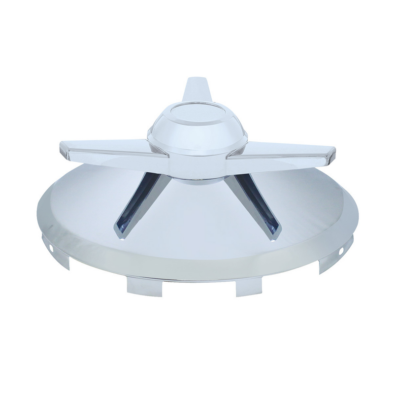 United Pacific Universal Chrome Front Hubcap With 3 Extra Large Bar Straight Spinner 7/16" Lip 10247